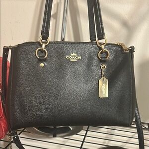 Coach Black Shoulder Bag with Gold Accents